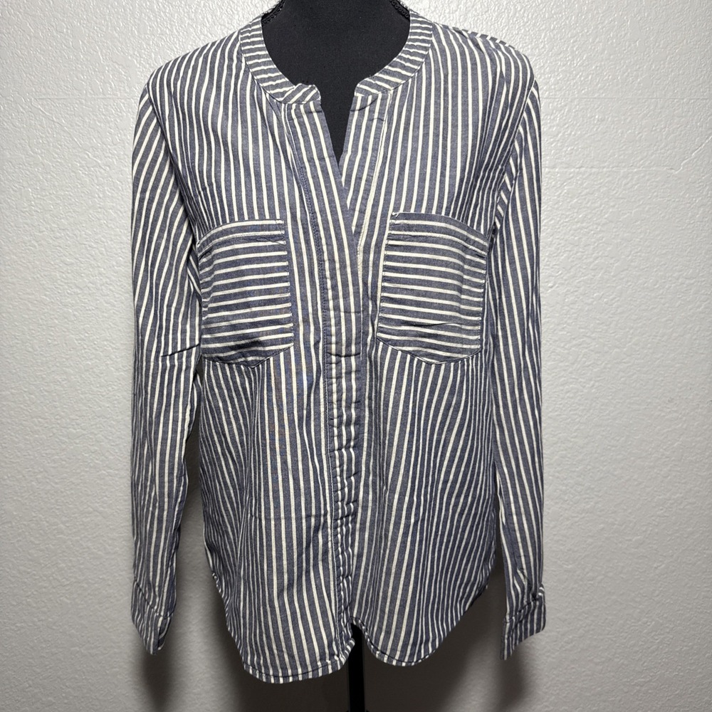 Sundance Dylan Striped Split Back Button Down Top… - image 1